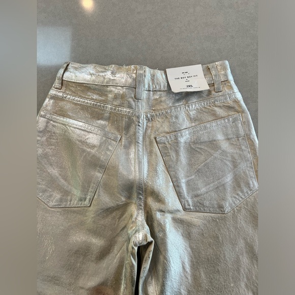 Zara silver metallic jeans size 36 (4) - Picture 9 of 12